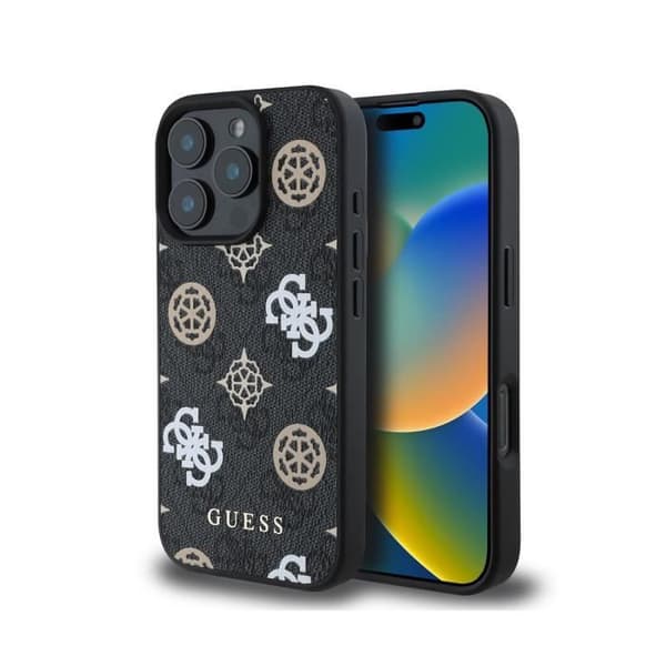 Coque för iPhone 16 Pro Max Kompatibel med MagSafe 4G Utgåva Peony Ultra-Chic Guess Svart