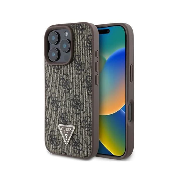 Coque för Apple iPhone 16 Pro Max Edition 4G Strass Triangel Metalliserad Guess Brun