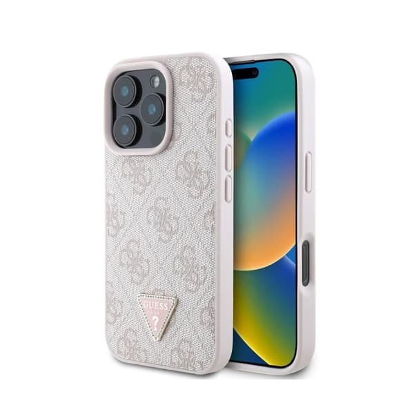 Coque för Apple iPhone 16 Pro Edition 4G Strass Triangel Metaliserad Guess Rosé champagne