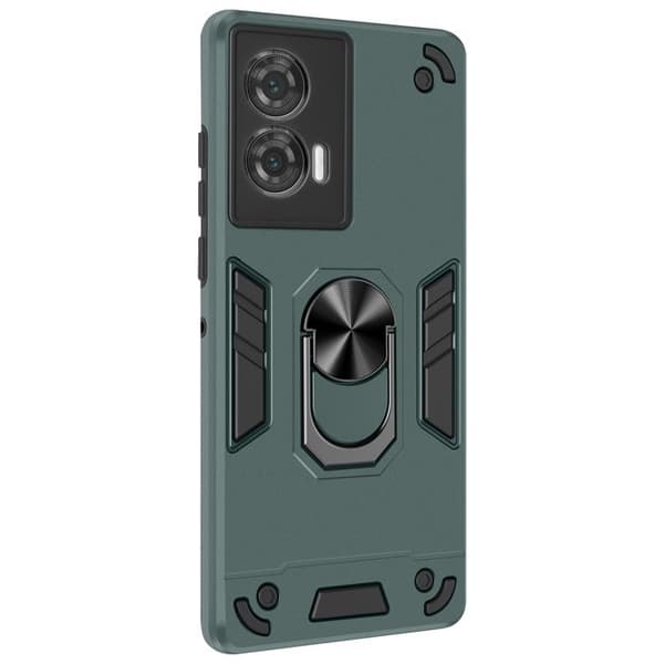 Coque för Motorola Edge 50 Fusion Antichocks med 360° roterande ring - Grön