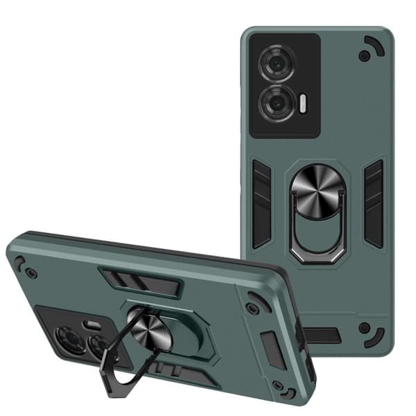 Coque för Motorola Edge 50 Fusion Antichocks med 360° roterande ring - Grön