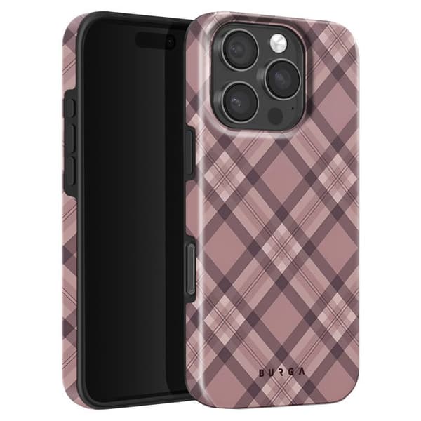 Skydd för iPhone 16 Pro Stötsäker Elegant Rutigt Med Förhöjda Kanter