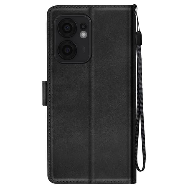 Fodral för Oppo Reno 13 F och 13 FS med Handledsrem, Flip, Stöd, Plånbok, Svart