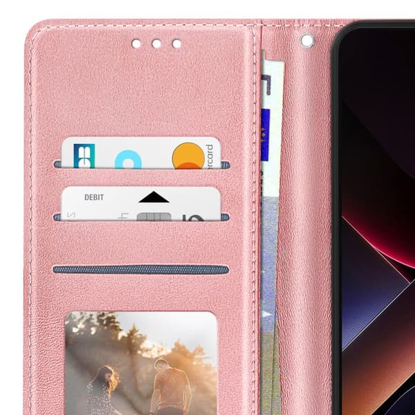 Fodral för Xiaomi Poco X7 Pro Med Rem Och Stöd Fickbok Rosa Champagne