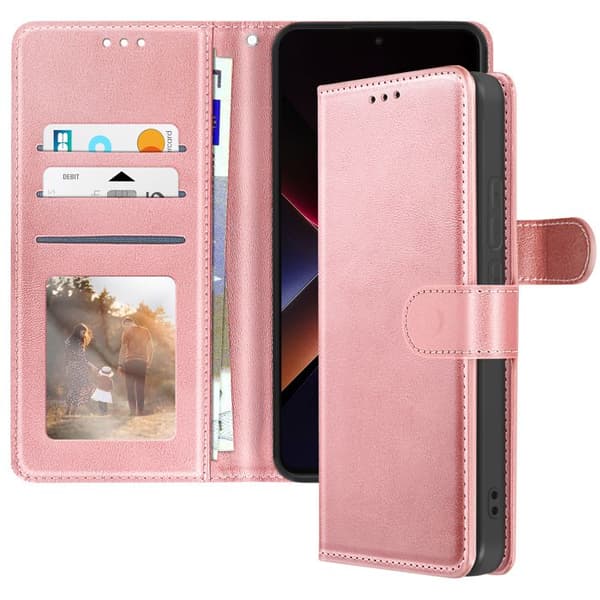 Fodral för Xiaomi Poco X7 Pro Med Rem Och Stöd Fickbok Rosa Champagne