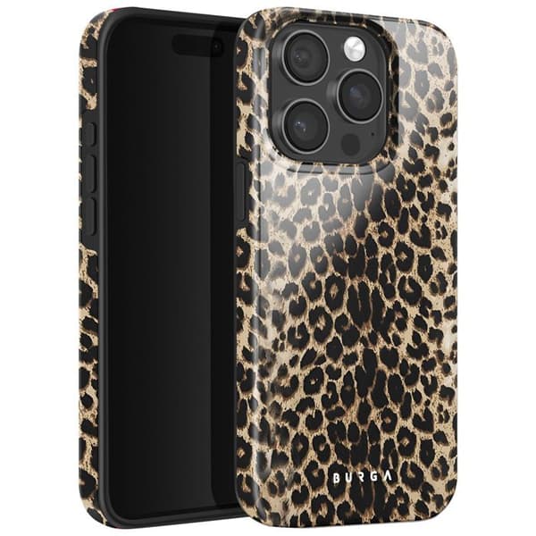 Silikonskal för iPhone 15 Pro Stötsäker Elegant Leopard Höga Kanter