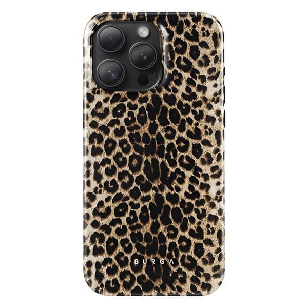 Silikonskal för iPhone 15 Pro Stötsäker Elegant Leopard Höga Kanter