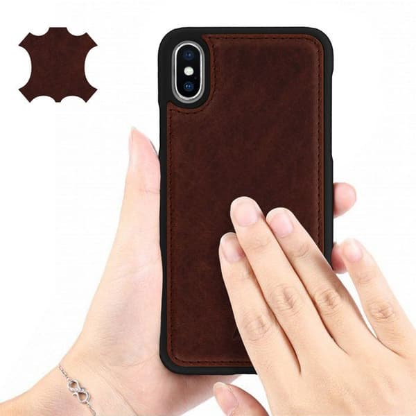 Coque Apple iPhone X / XS Hård Skydd Äkta Läder Akashi Brun