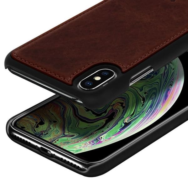 Coque Apple iPhone X / XS Hård Skydd Äkta Läder Akashi Brun
