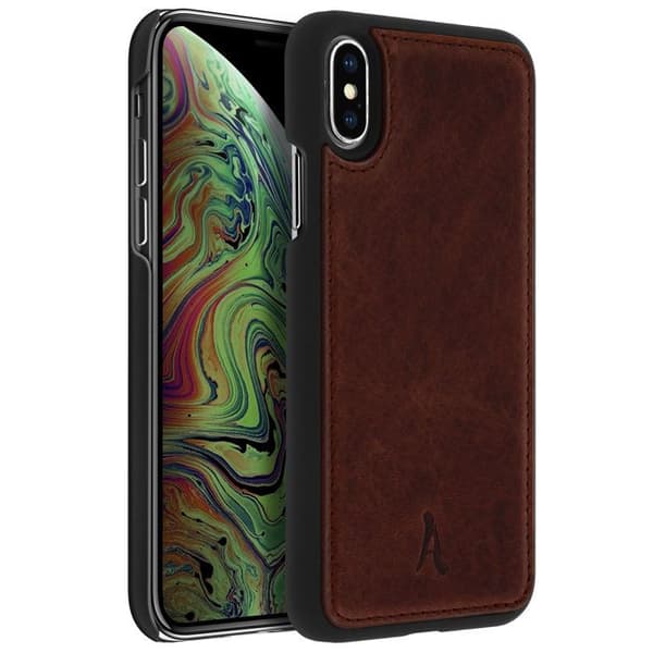 Coque Apple iPhone X / XS Hård Skydd Äkta Läder Akashi Brun