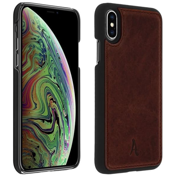 Coque Apple iPhone X / XS Hård Skydd Äkta Läder Akashi Brun