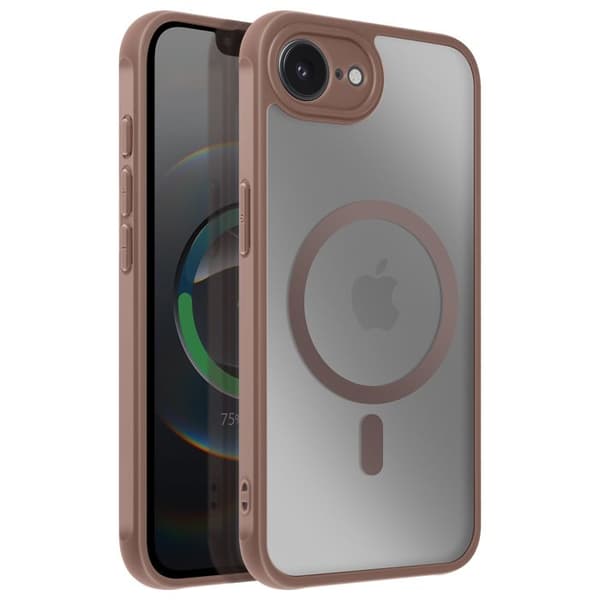 Coque MagSafe för iPhone 16e Matt Frostad Baksida Kontur Brun