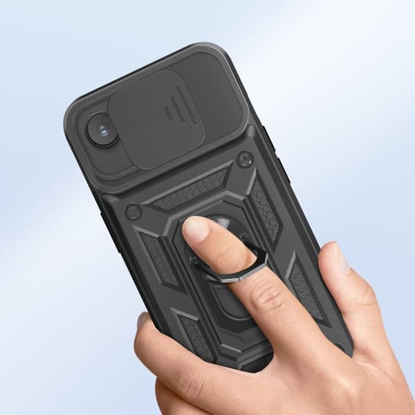 Coque för iPhone 16e Magnetisk Ring Kameraskydd Svart