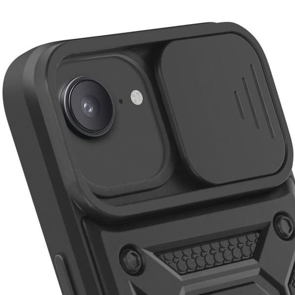 Coque för iPhone 16e Magnetisk Ring Kameraskydd Svart