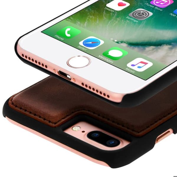 Coque iPhone 8+, 7+, 6+, 6S+ Hårdskydd Äkta Läder Akashi Brun