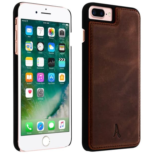 Coque iPhone 8+, 7+, 6+, 6S+ Hårdskydd Äkta Läder Akashi Brun