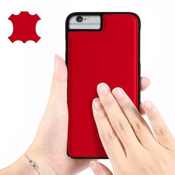 Coque iPhone 8+, 7+, 6+, 6S+ Hårt skydd Äkta läder Akashi Röd