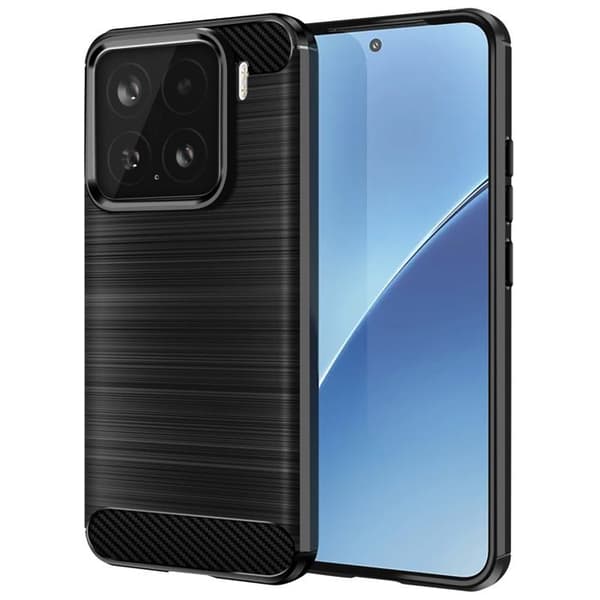 Coque för Xiaomi 15 Silikon Design Kolfiber Brossé Svart