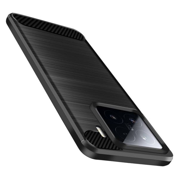 Coque för Xiaomi 15 Silikon Design Kolfiber Brossé Svart