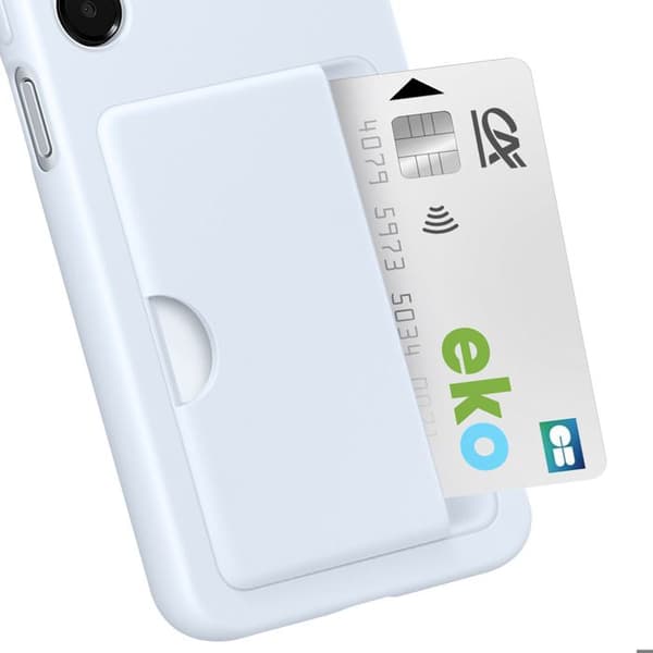 Coque för Samsung A16 Kortfack Silikon Soft touch Original Samsung Ljusblå