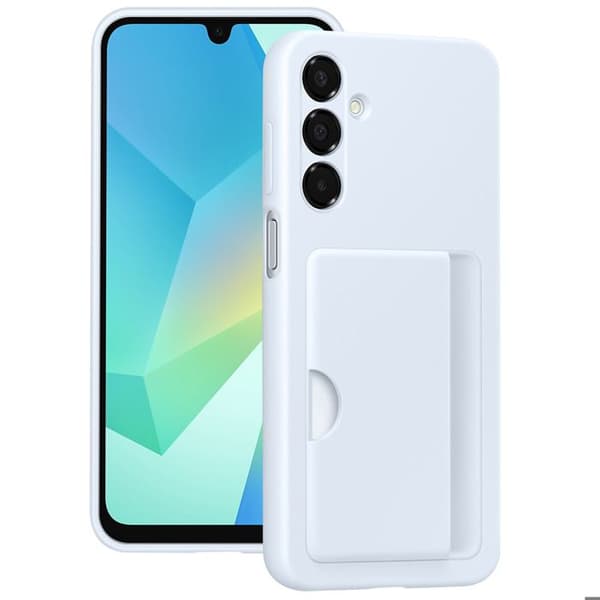 Coque för Samsung A16 Kortfack Silikon Soft touch Original Samsung Ljusblå