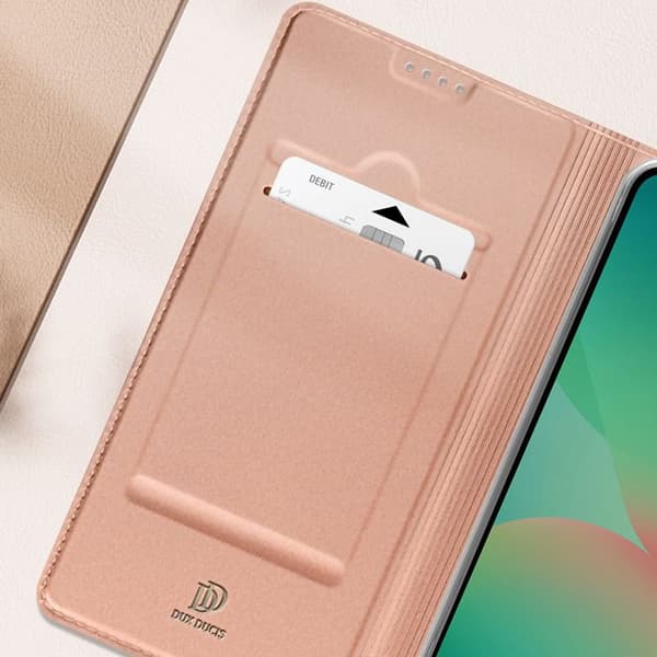 Étui för Samsung Galaxy A26 Satin Finish Kortfack Videostöd Dux Ducis Rosé Champagne