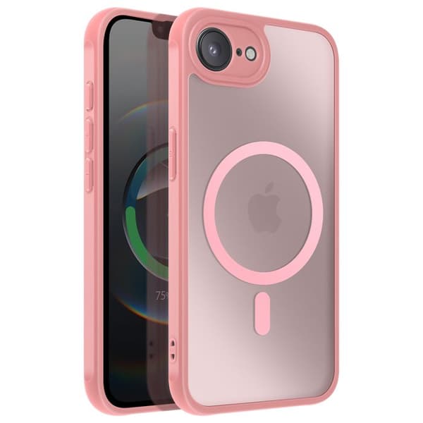 Coque MagSafe för iPhone 16e Matt Frostad Baksidan Rosa Puderkant