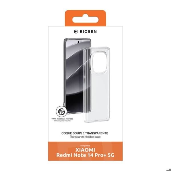 Baksida för Xiaomi Redmi Note 14 Pro Plus 5G Ekodesignad Mjuk BigBen Connected Transparent