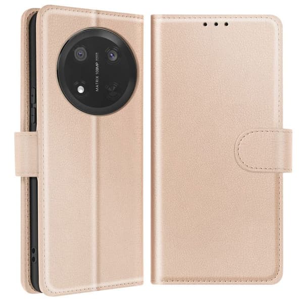 Fodral för Honor Magic 7 Lite Fickbok och Video Stöd Rosé Champagne