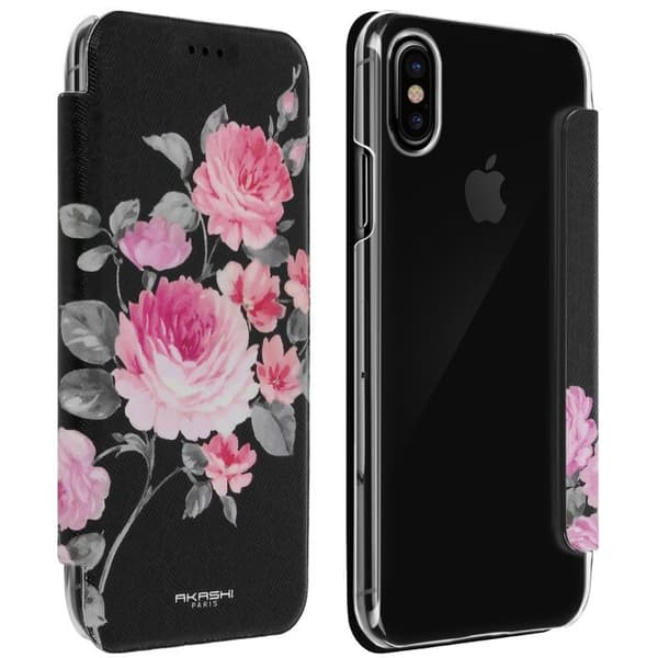 Hus iPhone X / XS Plånboksfodral Lotusblomma Akashi Transparent Skal