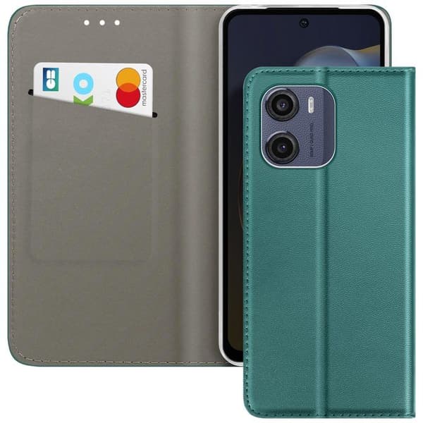 Fodral för Motorola Moto E15 / G05 Klipp Plånbok Magnet Stöd Grön