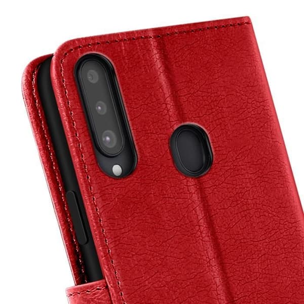 Fodral för Samsung Galaxy A20s Fällbart Plånbok och Videostöd Röd
