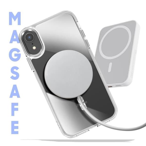 Coque MagSafe för iPhone XR Bakfäste i Glas Färg Silver