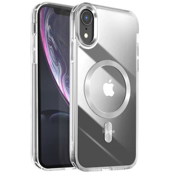 Coque MagSafe för iPhone XR Bakfäste i Glas Färg Silver