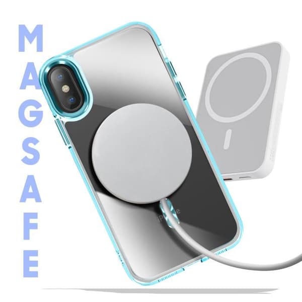 Coque MagSafe för iPhone XS och X Bakparti Glas Färg Blå