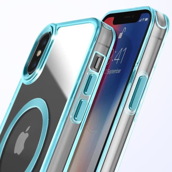 Coque MagSafe för iPhone XS och X Bakparti Glas Färg Blå