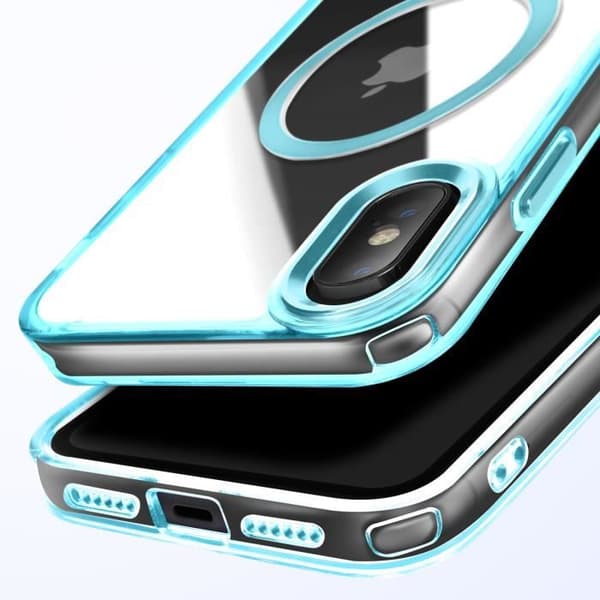 Coque MagSafe för iPhone XS och X Bakparti Glas Färg Blå