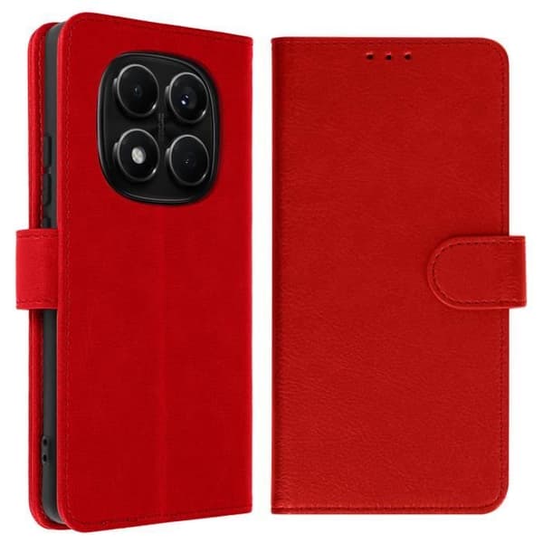 Fodral för Redmi Note 14 Pro och 14 Pro Plus Plånbok och Stöd Röd
