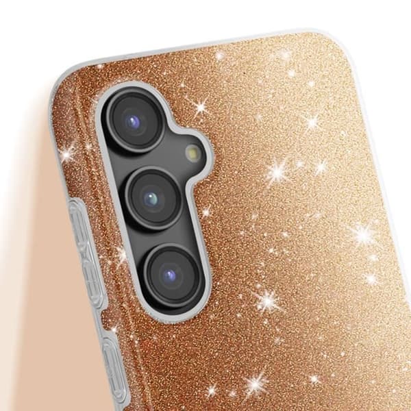 Glittrande Chockresistent Skal för Samsung Galaxy S23 FE Guld