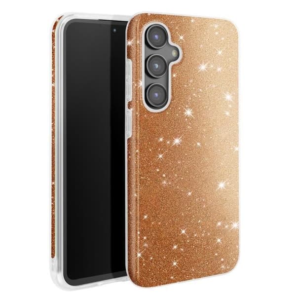 Glittrande Chockresistent Skal för Samsung Galaxy S23 FE Guld