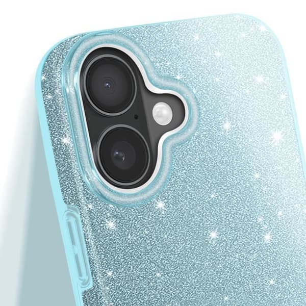 Glittrande skal för iPhone 16 Plus Stötsäkert Blå