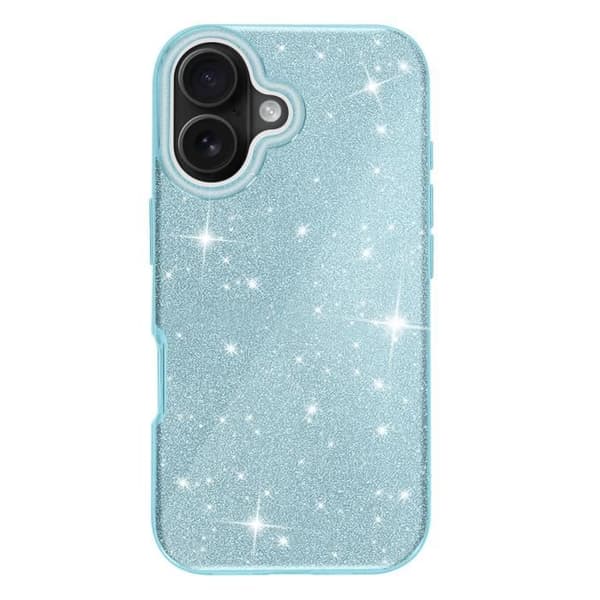 Glittrande skal för iPhone 16 Plus Stötsäkert Blå