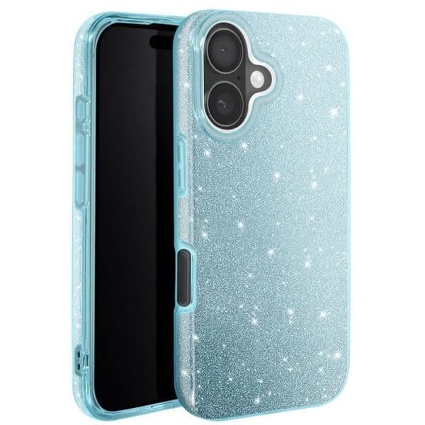 Glittrande skal för iPhone 16 Plus Stötsäkert Blå