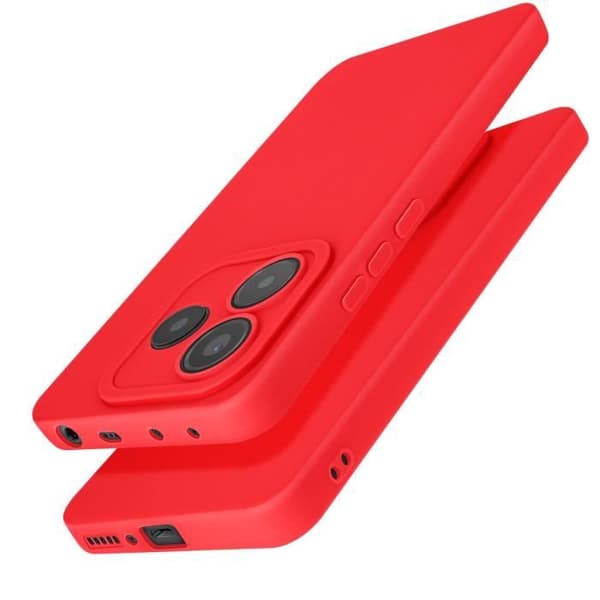 Skyddande skal för Xiaomi Redmi Note 14 5G, mjukt silikon, skyddad kamerapart. Röd