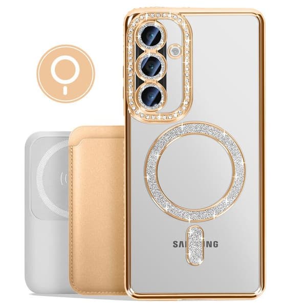 Coque Diamant för Samsung Galaxy A26 MagSafe Kontur Strass Guld