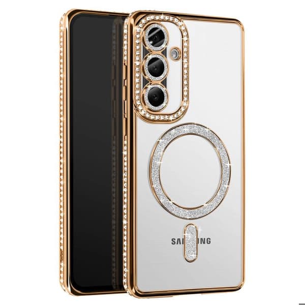 Coque Diamant för Samsung Galaxy A36 MagSafe Kontur Strass Guld