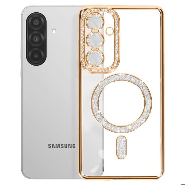 Coque Diamant för Samsung Galaxy A36 MagSafe Kontur Strass Guld