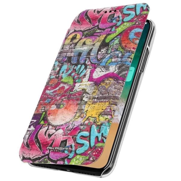 Hus iPhone X Plånboksfodral Graffiti Lock Folio Akashi Multicolor