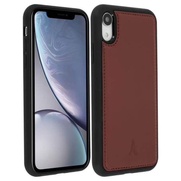 Coque iPhone XR - Akashi - Äkta Läder - Hårt Skydd - Brun - Välgenomtänkta Detaljer
