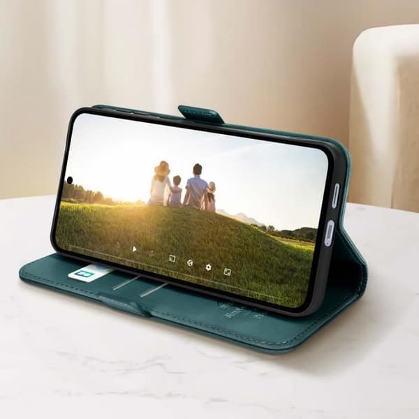Etui för Samsung S24 FE Fodral Plånbok Dubbel Magnetlås Mörkgrön